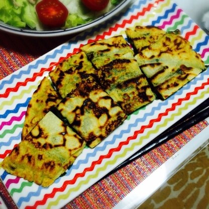 キムチチーズ餃子と一緒に作りました！
大量に残ってたニラを美味しくぜーんぶ消費できましたっV(^_^)V